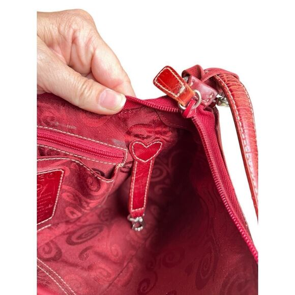 Brighton Hilda Moon Purse Bag Red Leather, Small Shoulder, Embossed READ - Picture 9 of 10